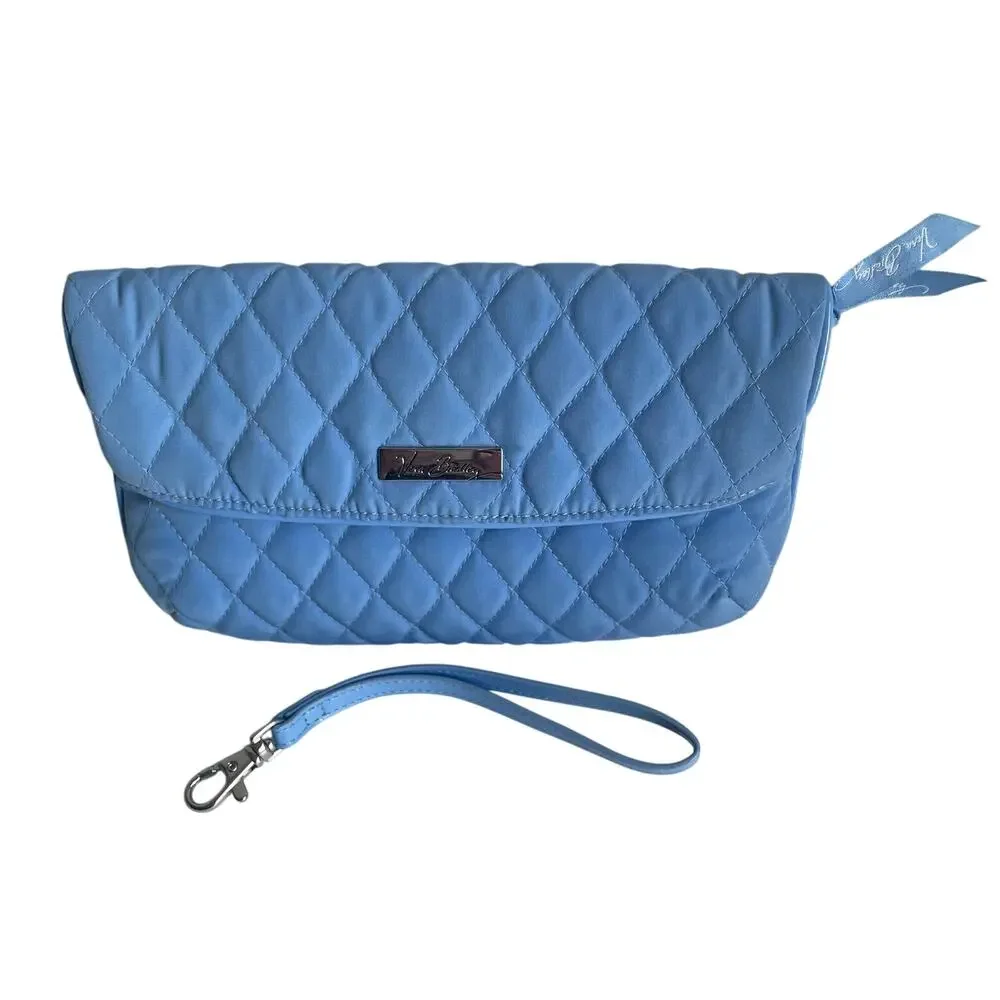 Vera Bradley Quilted Microfiber Wristlet Clutch Cornflower Blue Foldover Women’s